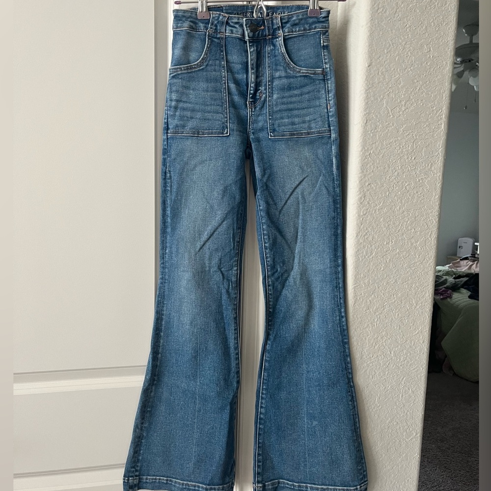 AE super high-waisted flare jean